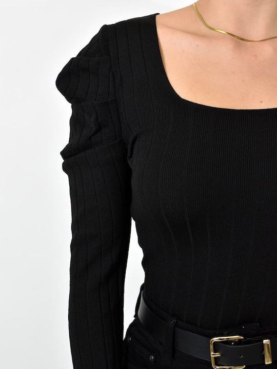 Potre Damen Bluse Langärmelig Black