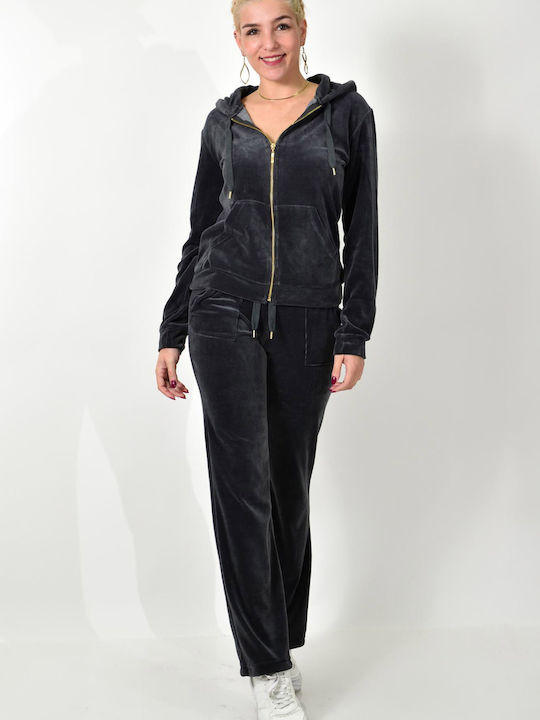 Jogginganzug Samt Anthracite