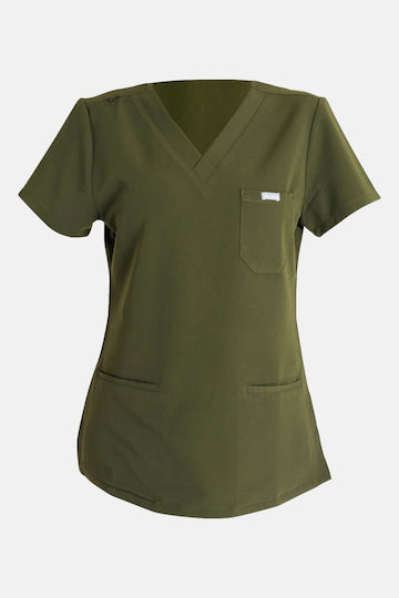 Dr. Scrub Γυναικεία Ιατρική Μπλούζα Χακί