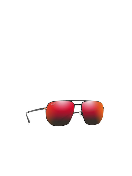 Maui Jim Sharks Cove Sonnenbrillen mit Schwarz Rahmen und Rot Polarisiert Spiegel Linse 605-02