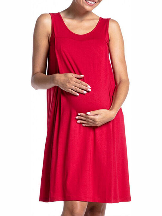 Sleeveless Maternity Dress red