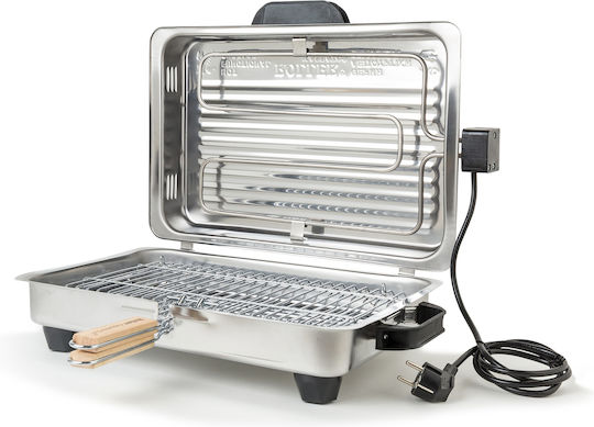 Roller Kappatos 20106 Tabletop Electric Grill Grill 1050W Inox & Double Grating with Lid 32.5cmx24.5cmcm