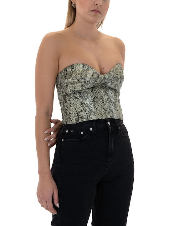 Women's Blouse Corset Strapless Animal Print Black