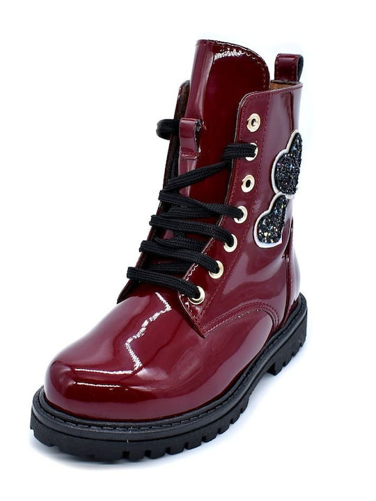 Anatomice Cizme Copii din Piele cu Fermuar Burgundy
