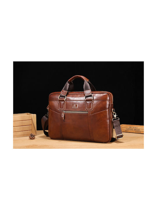 Leather Men's Briefcase Brown