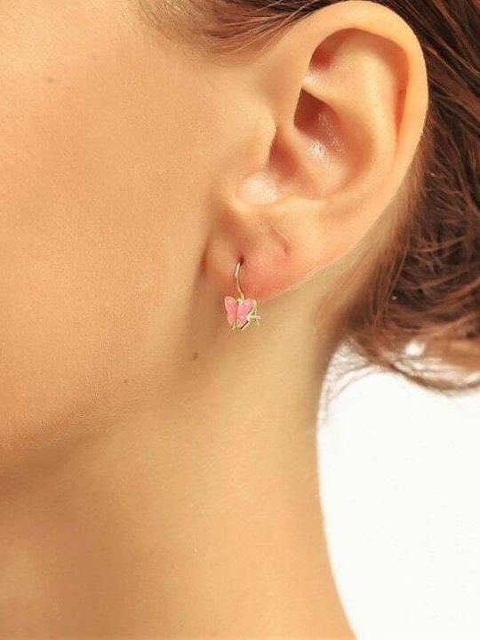 Eforo Kids Earrings Pendants Butterflies from Gold 14K
