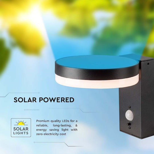 V-TAC Wall Mounted Solar Light 1.8W 220lm Warm White 3000K with Motion Sensor IP54 22.9cmx15.5cmx15.5cmcm