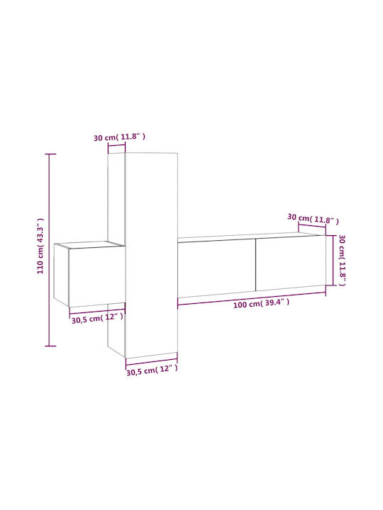 Living Room TV Unit Coffee L100xW30xH30cm