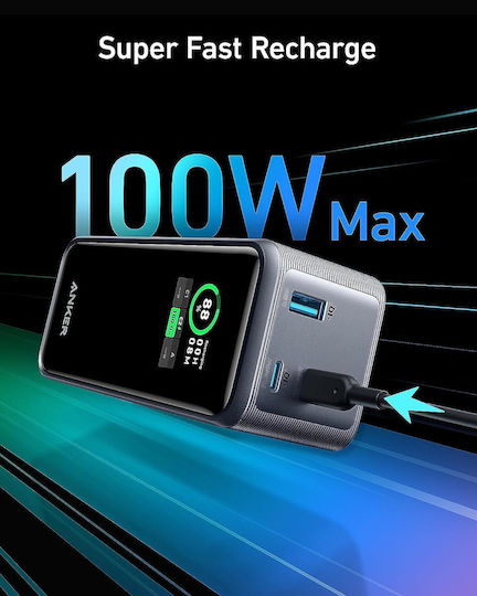 Anker 735 Prime Power Bank 20000mAh 200W με Θύρα USB-A και 2 Θύρες USB-C Ασημί