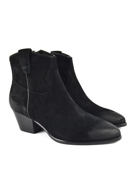 Houston Suede Γυναικεία Μποτάκια Μαύρα