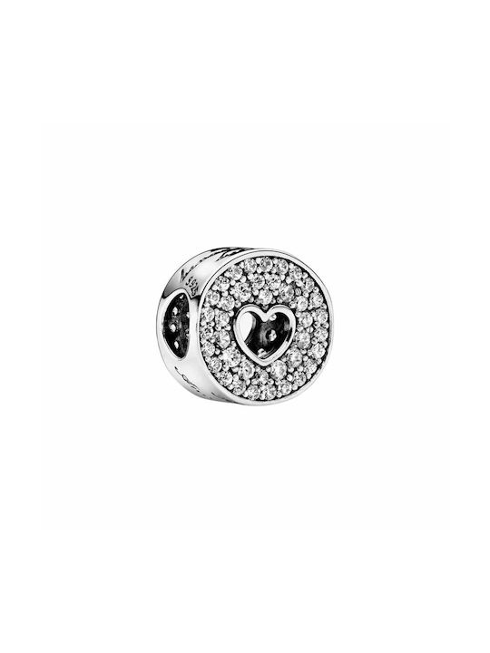 Pandora Charm mit Design Herz aus Silber mit Perlen