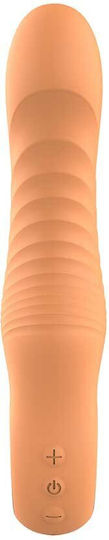 DreamΤoys Glam Flexible Ribbed Vibe, Flexible Liquid Silicone Ribbed Vibrator, 5 Intensities & 5 Rhythms, Orange
