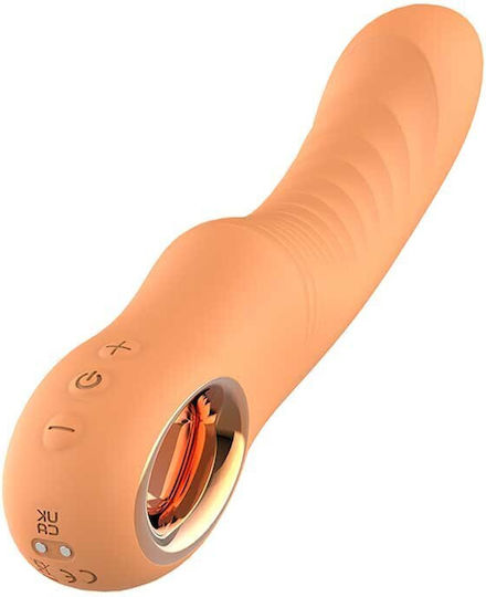 DreamΤoys Glam Flexible Ribbed Vibe, Flexible Liquid Silicone Ribbed Vibrator, 5 Intensities & 5 Rhythms, Orange