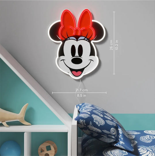 Lumină de perete pentru copii Lumini LED LED Neon Disney Minnie Printed Face 21.7X26cm