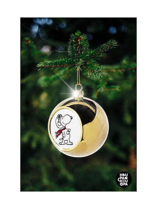 Snoopy Ο Πιλότος Weihnachtshänger Kugel Ornament Gold