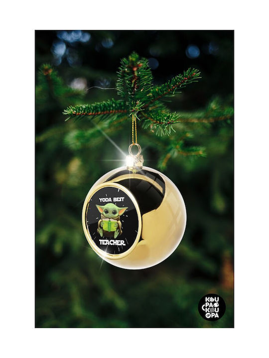 Yoda Best Teacher Christmas Ball Ornament Gold