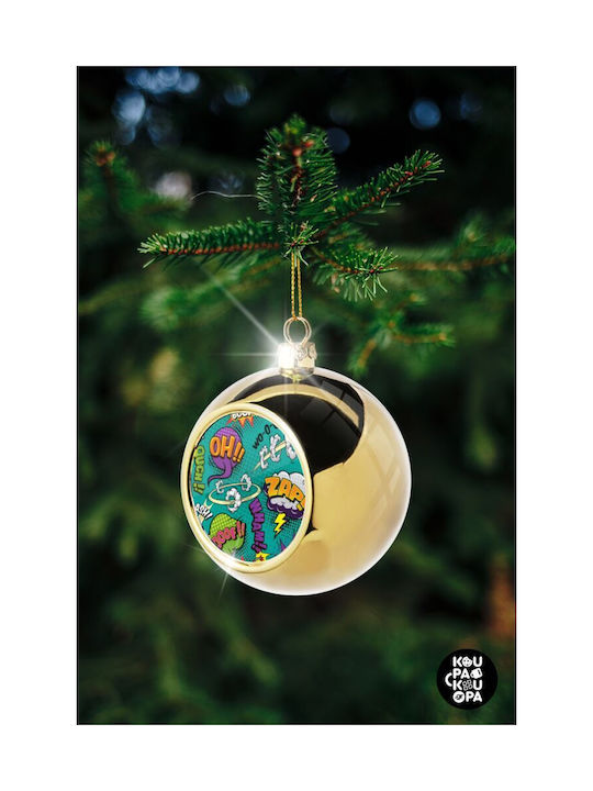 Comic Oh Christmas Ball Ornament Gold