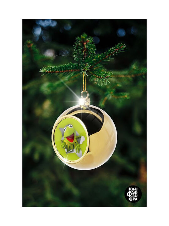 Kermit Ornament de Crăciun Broască Aurs cu Pulbere de Aur cu Paiete