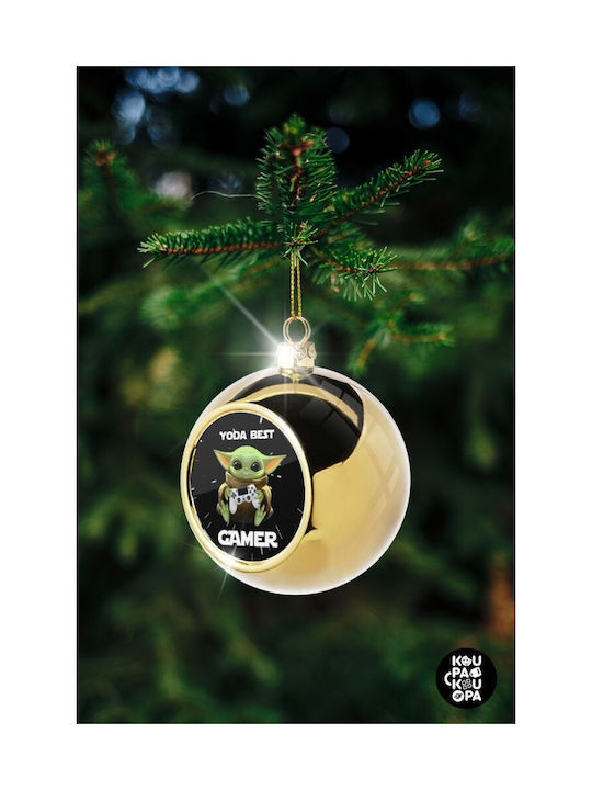 Yoda Best Gamer Ornament de Crăciun Bilă Aur cu Pulbere de Aur cu Paiete