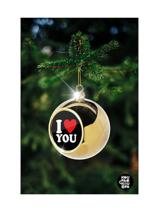 I Love You Christmas Ball Ornament Gold