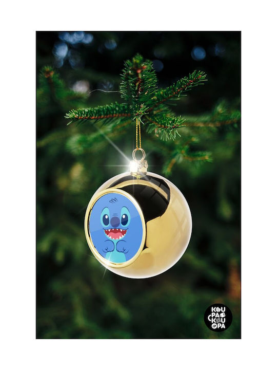 Lilo & Stitch Blue Ornament de Crăciun Bilă Aur cu Pulbere de Aur cu Paiete