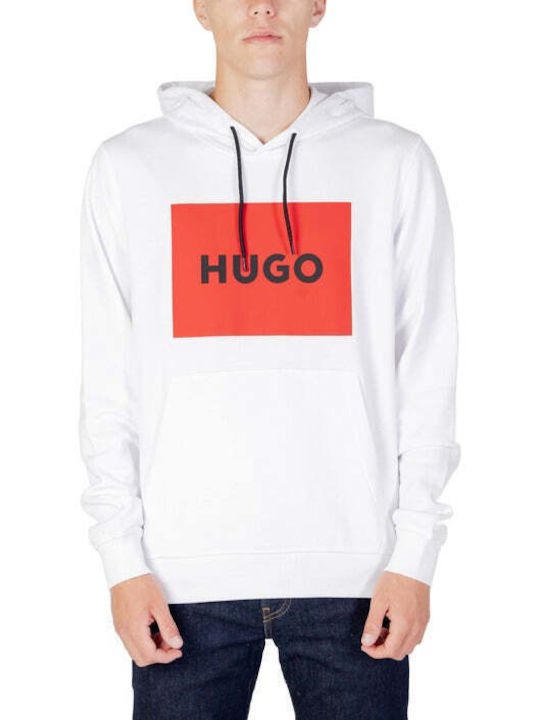 Hugo Boss Herren Sweatshirt mit Kapuze und Taschen Weiß