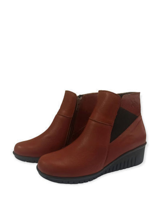 Pyramis Leather Women's Ankle Boots Burgundy