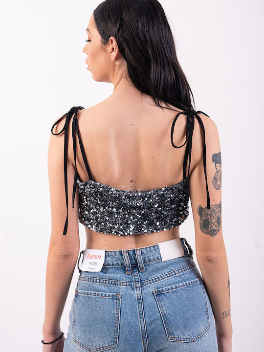 Women's Blouse with Straps Silver
