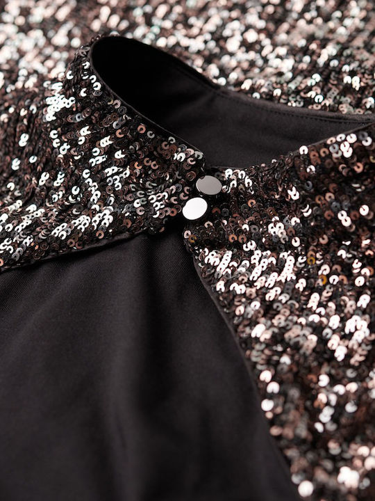 Midi Abend Hemdkleid Mit Tränen Offener Rücken Silber