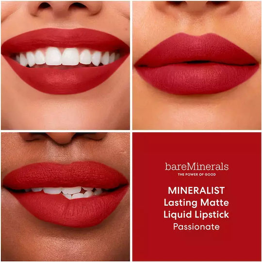 bareMinerals Mineralist Lasting Lang anhaltend Flüssig Lippenstift Matt Passionate 3.6gr