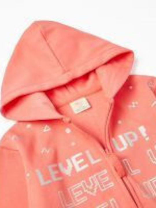 Kids Sweatshirt Cardigan with Hood coral