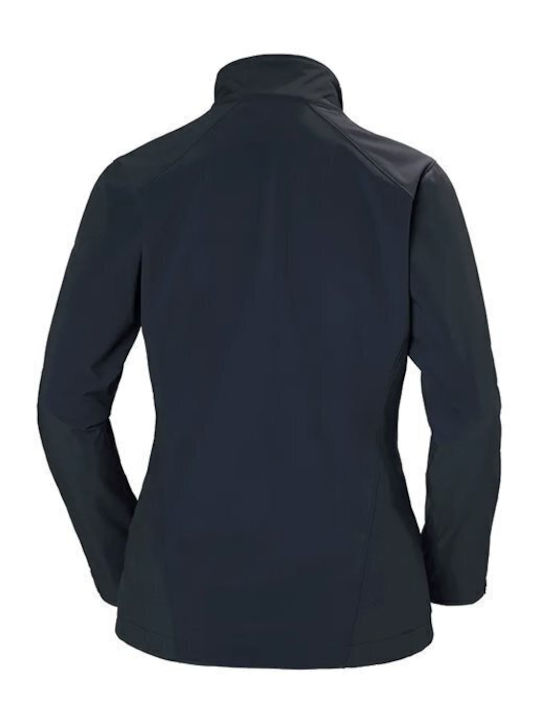Women's for Hiking Short Sports Softshell Jacket Waterproof and Windproof for Winter Navy Blue