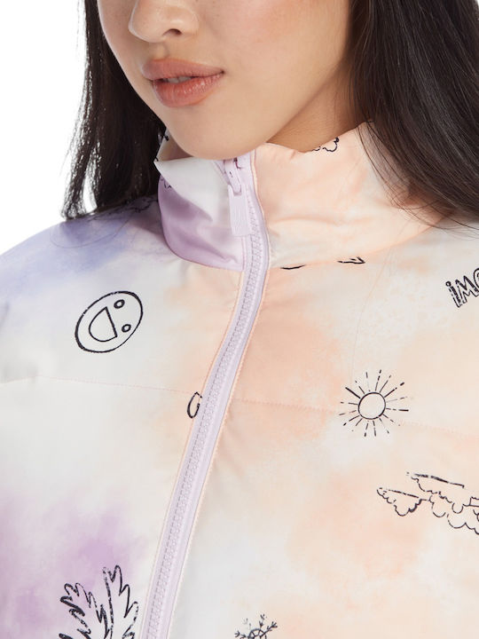 Chloe Kim Κοντό Γυναικείο Puffer Μπουφάν Διπλής Όψης για Χειμώνα