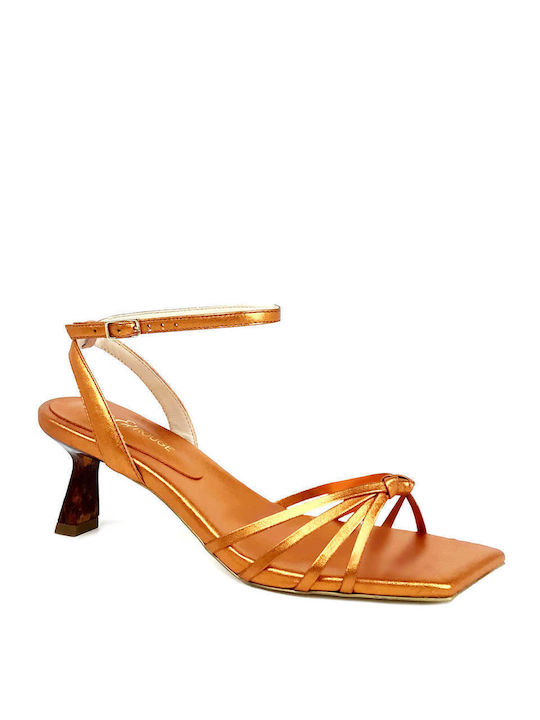 Gold&Rouge Leather Women's Sandals Orange