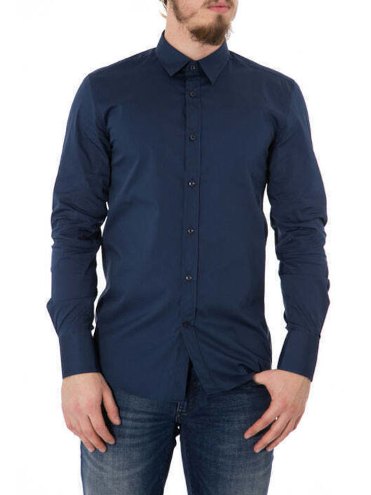 Antony Morato Shirt Herrenhemd Langärmelig Baumwolle Blau