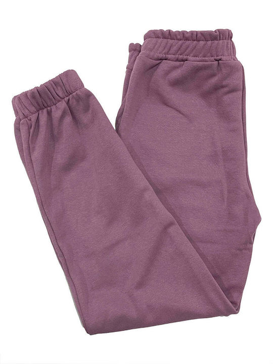 Παντελόνι Φόρμας με Λάστιχο Fleece Λιλα