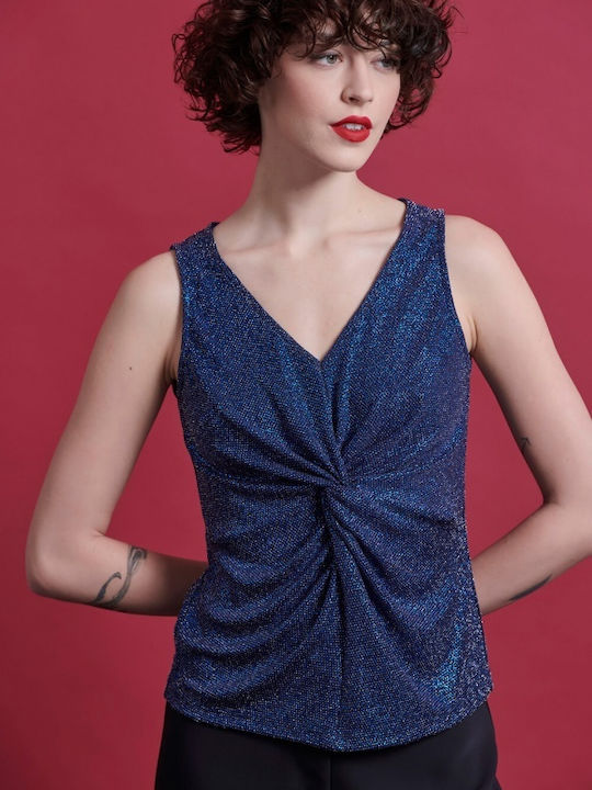 Matis Fashion Women's Crop Top Sleeveless Blue