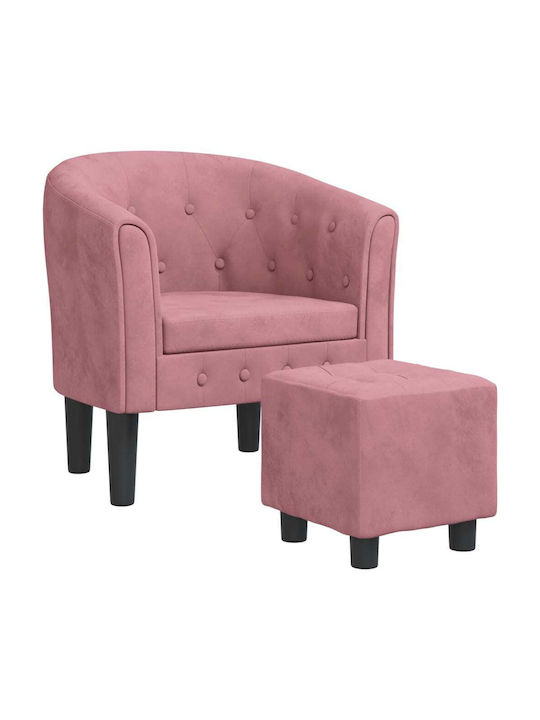Armchair with Footstool Pink 70x56x68cm