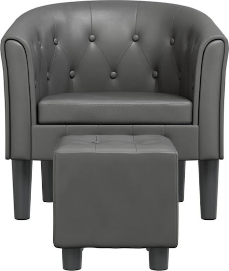 Sessel mit Fußhocker aus Kunstleder Grey 70x56x68cm