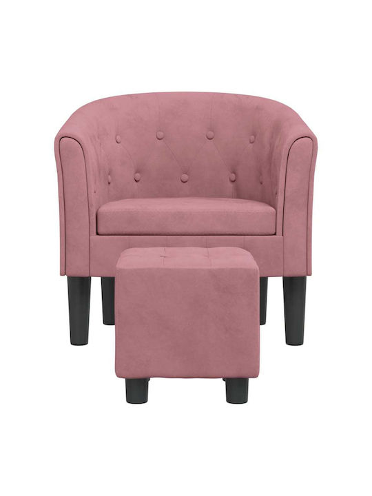 Armchair with Footstool Pink 70x56x68cm