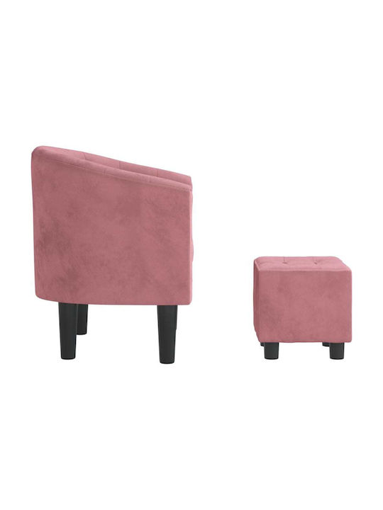 Armchair with Footstool Pink 70x56x68cm