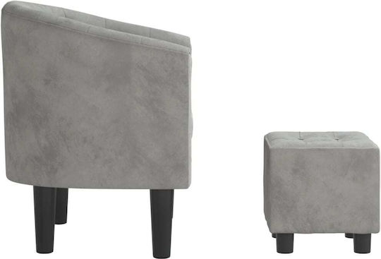Sessel mit Fußhocker Samt Light Grey 70x56x68cm