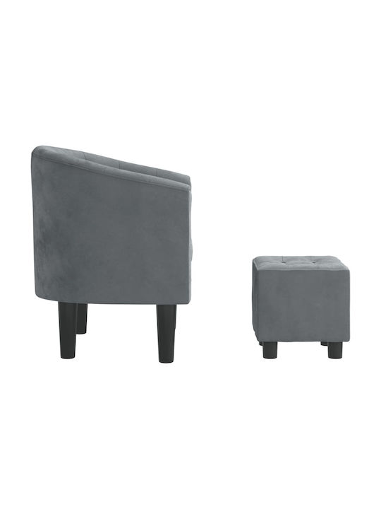 Armchair with Footstool Dark Grey 70x56x68cm