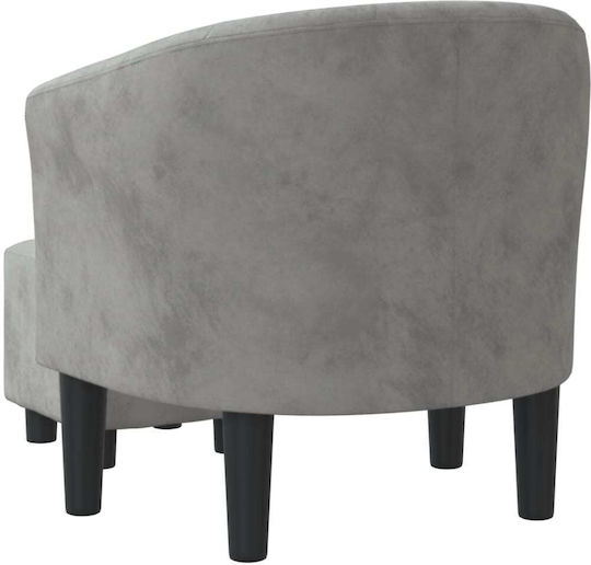 Sessel mit Fußhocker Samt Light Grey 70x56x68cm