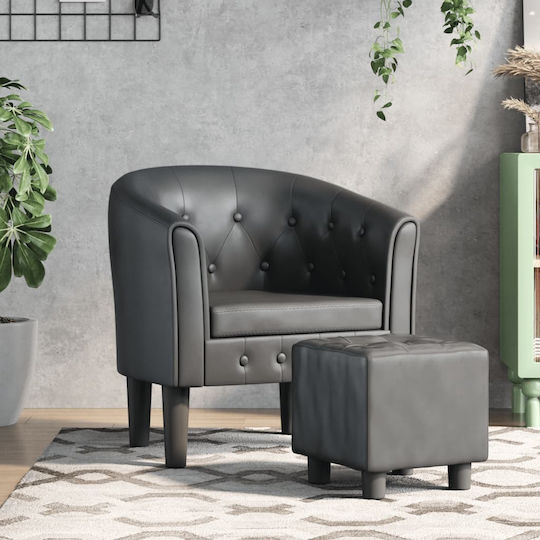 Sessel mit Fußhocker aus Kunstleder Grey 70x56x68cm