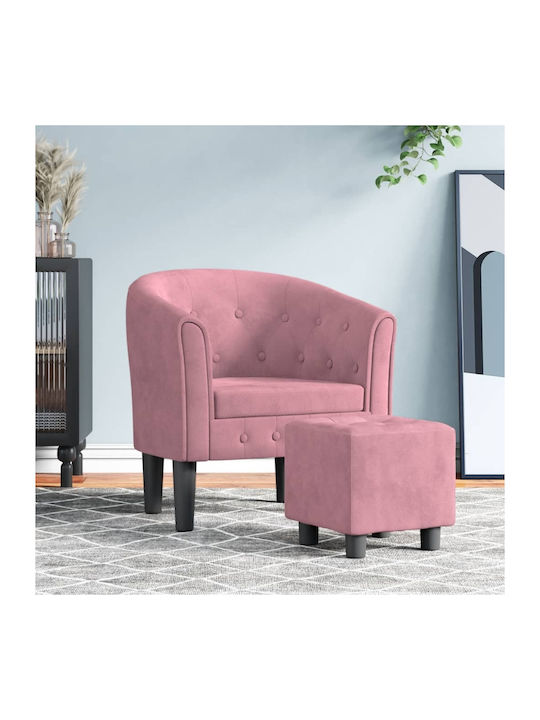 Armchair with Footstool Pink 70x56x68cm