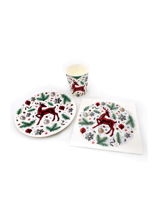 Set Christmas Plates White D23.5cm 10pcs