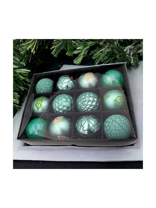 Christmas Ball Ornament Turquoise 6cm 12pcs