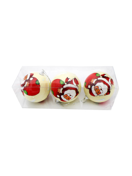 Christmas Set Ornaments Beige 8cm 3pcs