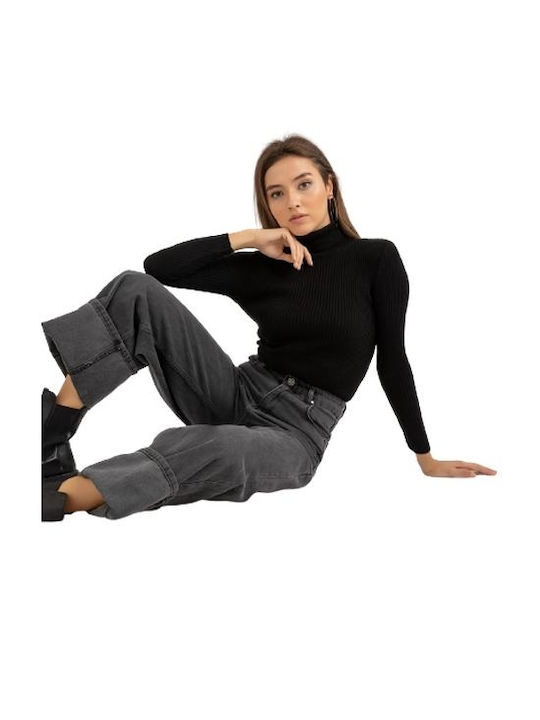 One Size Women's Pullover Turtleneck black